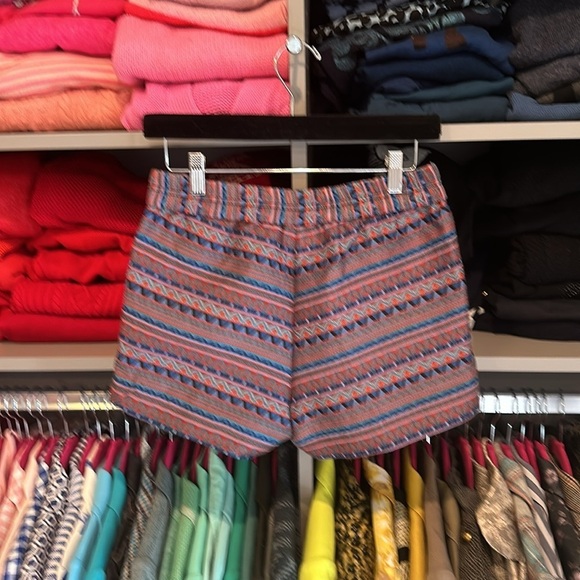 J Crew blue/red striped print 3” elasticized waistband shorts size 0 - Picture 3 of 3
